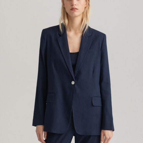 Donna Karen Navy Blue Blazer Jacket - Picture 1 of 16